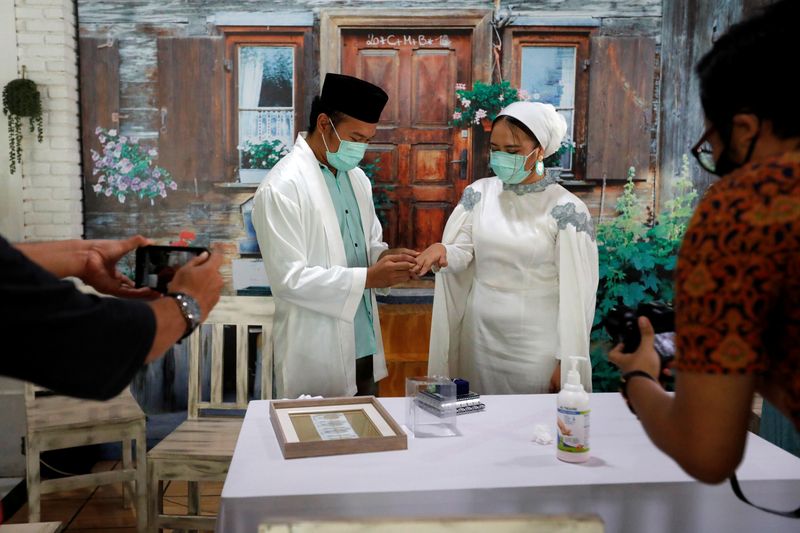Muslim wedding ceremony amid spread of coronavirus disease (COVID-19), in Tangerang
