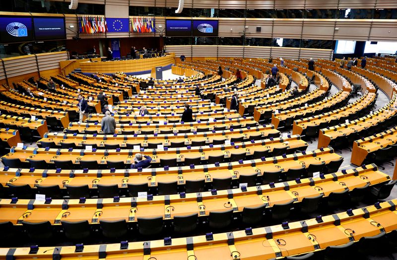 FILE PHOTO: Special session of EU Parliament on coronavirus disease (COVID-19) in Brussels