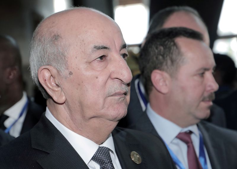 FILE PHOTO: Algerian President Abdelmadjid Tebboune arrives for the opening of the 33rd Ordinary Session of the Assembly of the Heads of State and the Government of the African Union (AU) in Addis Ababa