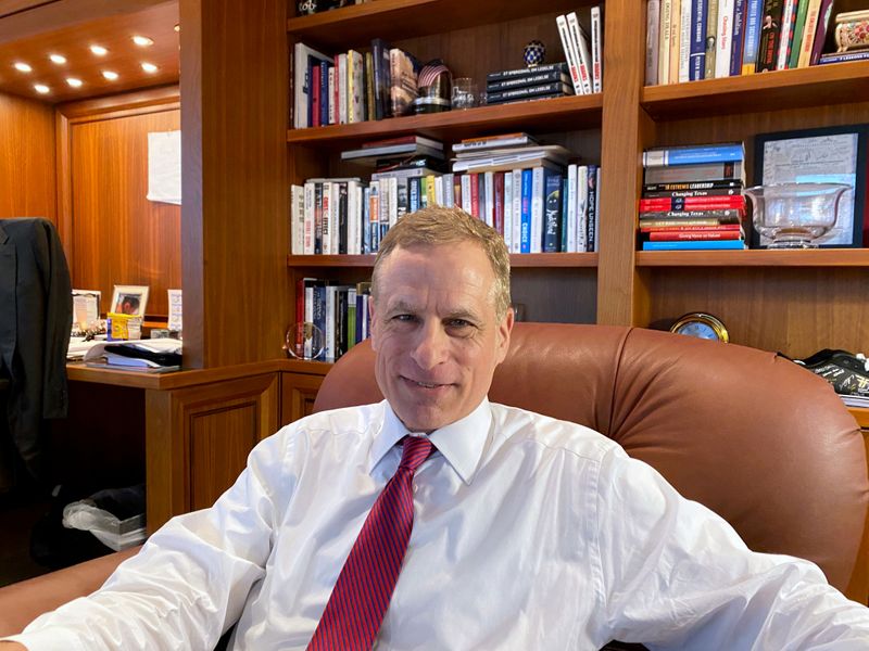 FILE PHOTO: Dallas Federal Reserve Bank President Robert Kaplan speaks during an interview in his office at the bank's headquarters in Dallas