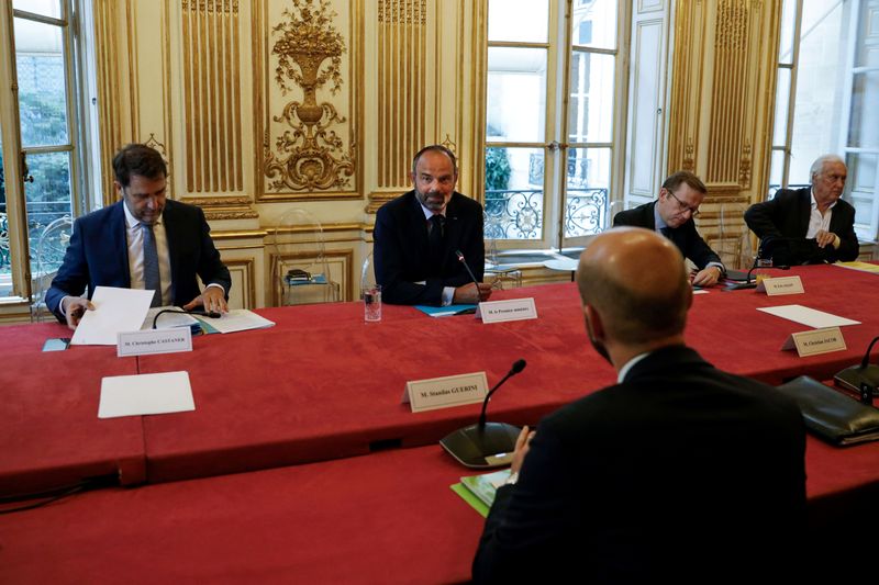 Political party leaders meeting at the Hotel Matignon in Paris