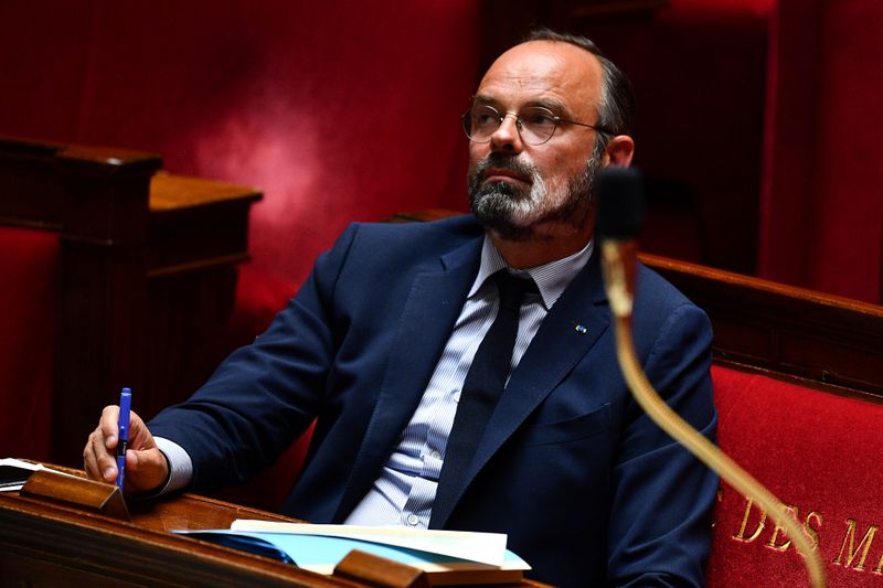 French Prime Minister Edouard Philippe looks on during a session of questions to the government at the French National Assembly in Paris