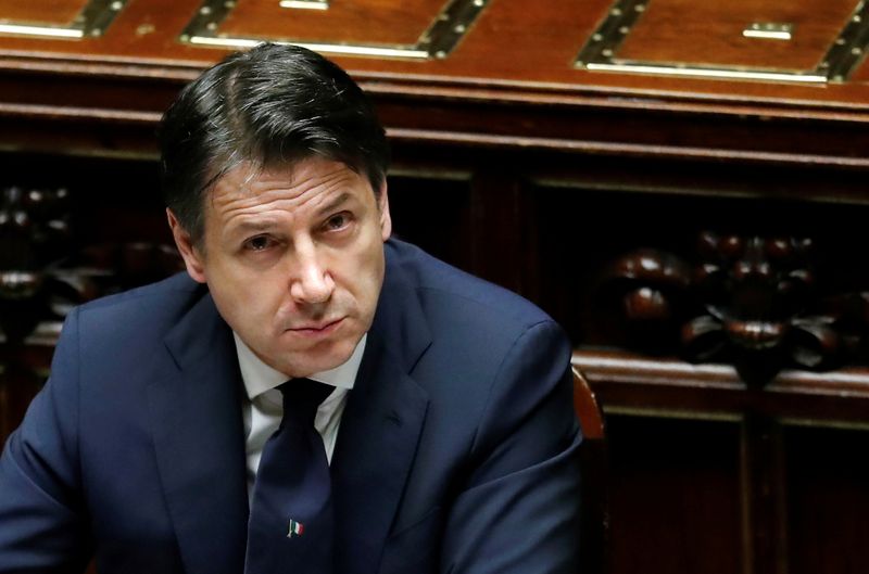 FILE PHOTO: Italian Prime Minister Giuseppe Conte attends a session of the lower house of parliament on the coronavirus disease (COVID-19) in Rome