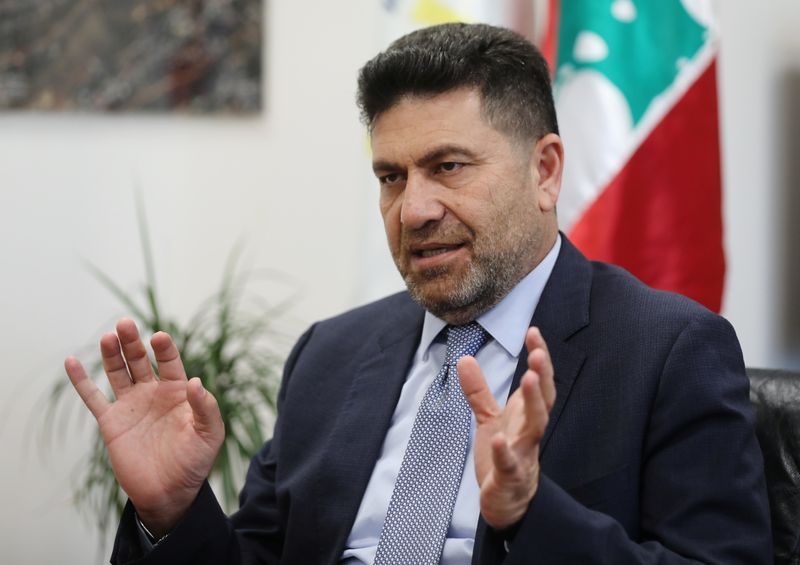 Lebanese Energy Minister Raymond Ghajar speaks during an interview with Reuters in Beirut