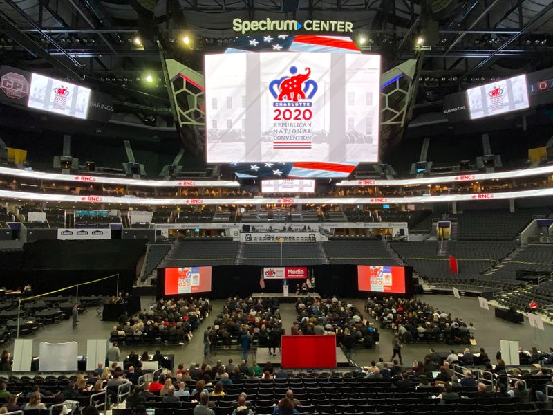 FILE PHOTO: Media walkthrough for Republican National Convention to be held in August 2020 in the Spectrum Center Arena in Charlotte