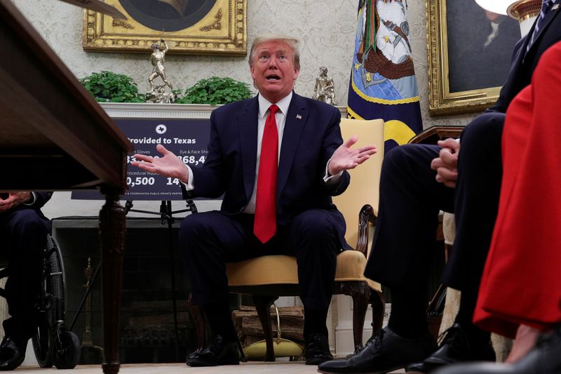 U.S. President Trump speaks about coronavirus response at the White House in Washington