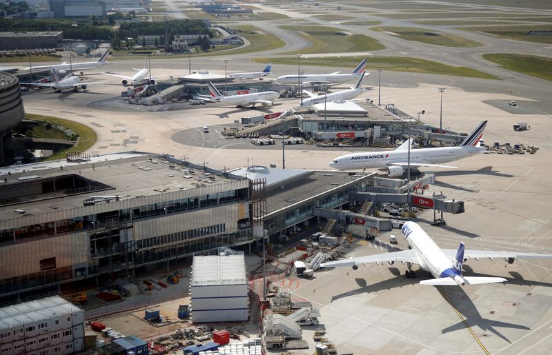 Airplanes at Paris Charles de Gaulle airport in Roissy-en-France