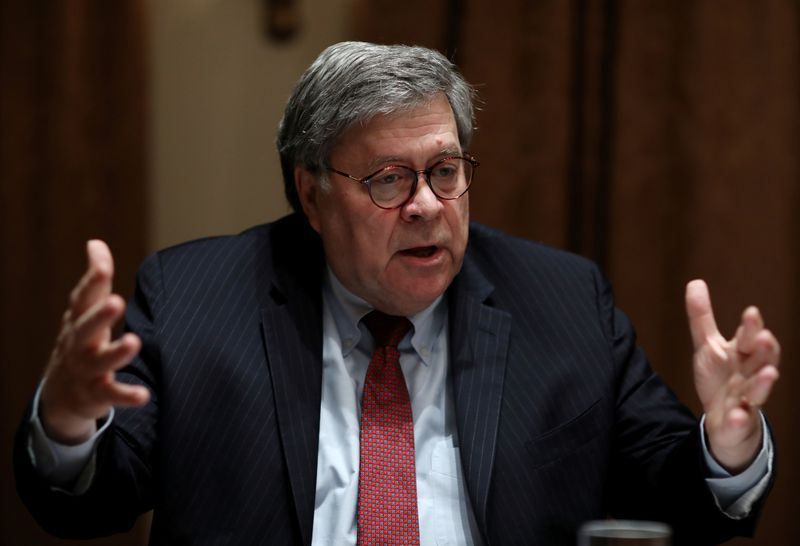 Attorney General Barr attends roundtable discussion at the White House in Washington