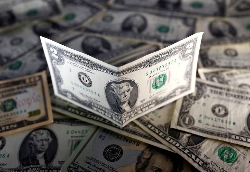 U.S. dollar notes are seen in this picture illustration