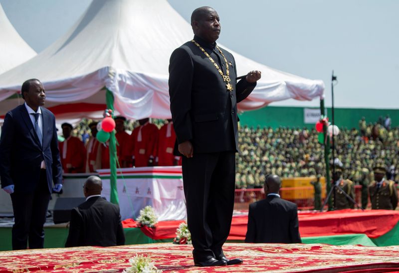 Burundi's President elect Evariste Ndayishimiye attends his inauguration ceremony at the Ingoma Stadium in Gitega