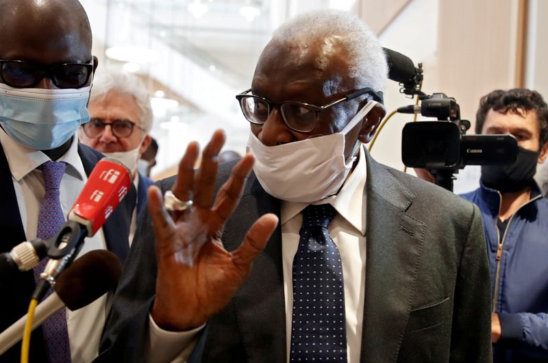 FILE PHOTO: Former IAAF President Lamine Diack attends trial in Paris