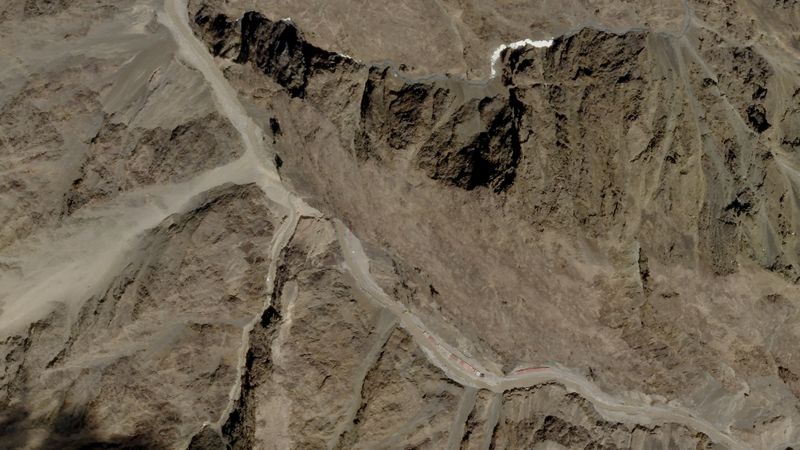 A satellite image of Galwan Valley in Ladakh