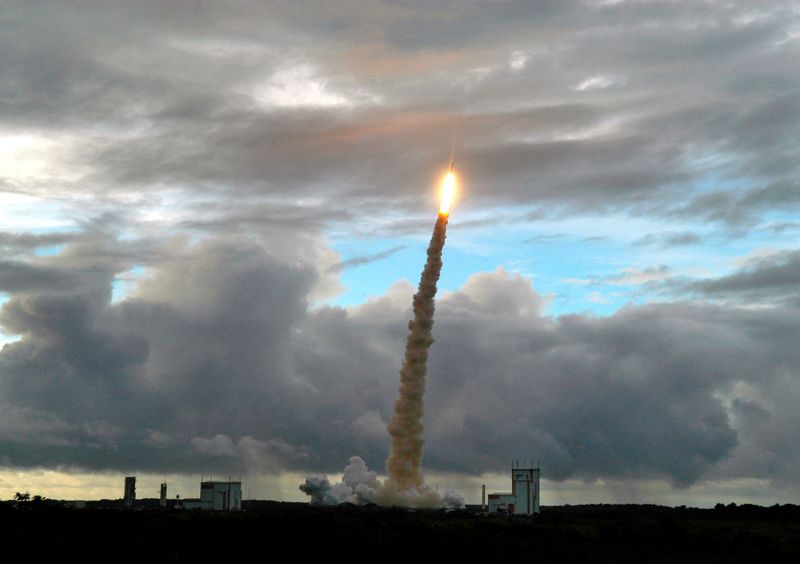 FILE PHOTO: The Ariane-5 ECA launcher lifts off from the Kourou base in French Guiana