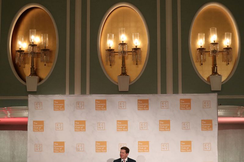Jay Clayton, Chairman of the U.S. Securities and Exchange Commission, speaks at the Economic Club of New York luncheon in New York City