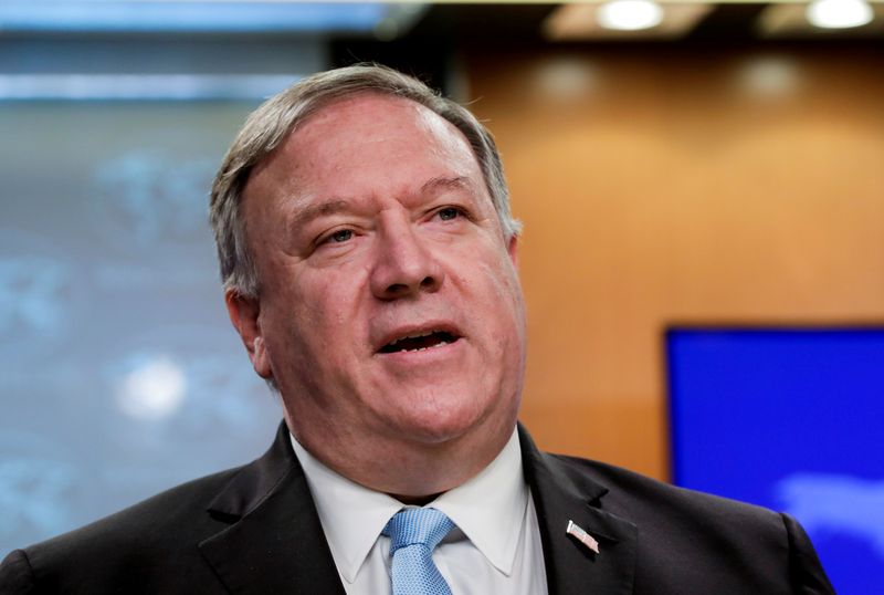 FILE PHOTO: U.S. Secretary of State Pompeo speaks during a joint briefing about the International Criminal Court in Washington