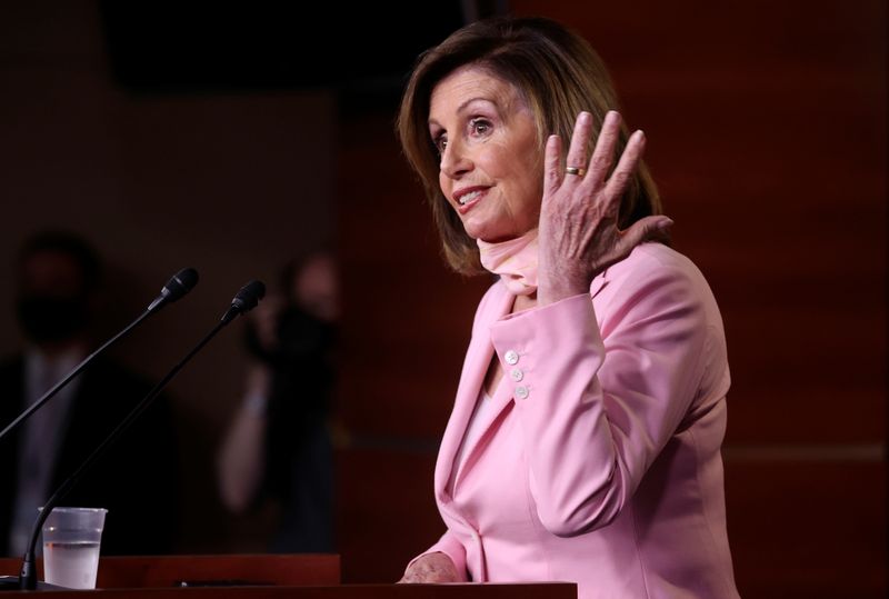 House Speaker Nancy Pelosi holds her weekly news conference with Capitol Hill reporters in Washington