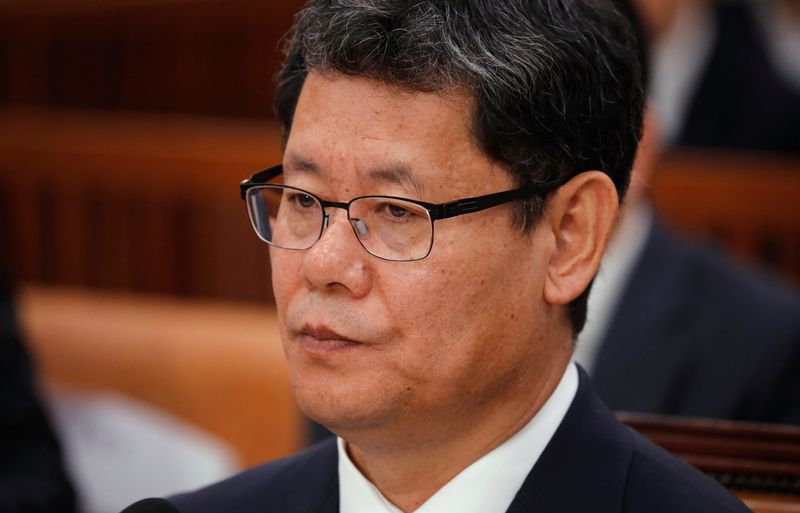 Kim Yeon-chul, a nominee for South Korean Unification MInister, attends a confirmation hearing for the post of Unification Minister at the National Assembly in Seoul