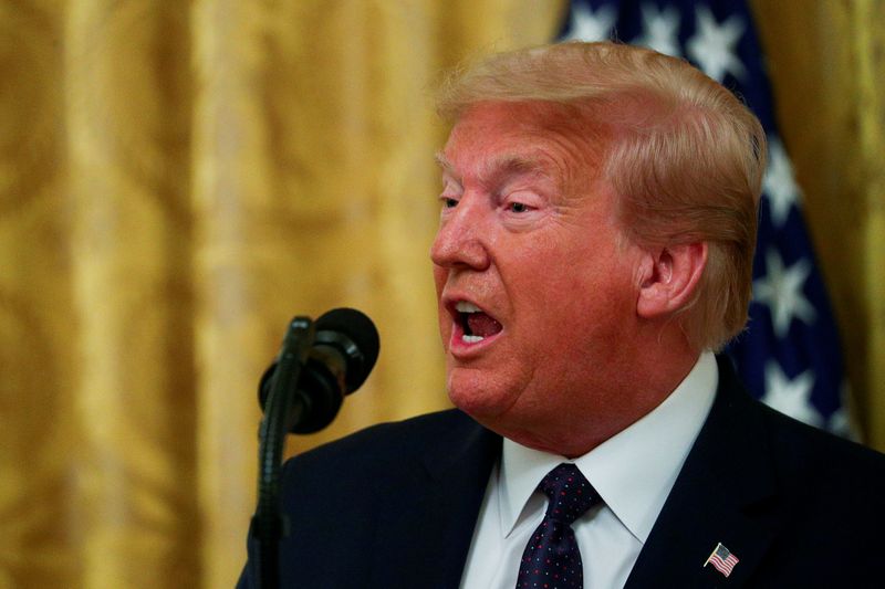 FILE PHOTO: U.S. President Donald Trump discusses suicide prevent plan at the White House in Washington