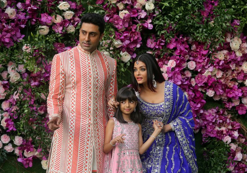FILE PHOTO: Indian film actor Abhishek Bachchan, his wife Aishwarya Rai and their daughter Aaradhya in a 2019 photograph
