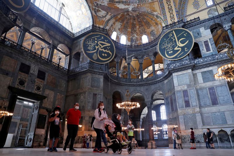 FILE PHOTO: People visit the Hagia Sophia or Ayasofya in Istanbul