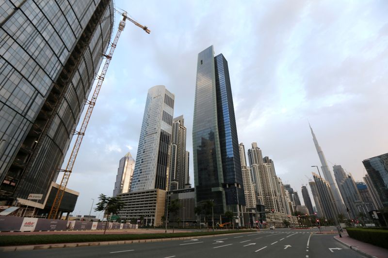 FILE PHOTO: General view of Business Bay area, after a curfew was imposed to prevent the spread of the coronavirus disease (COVID-19), in Dubai