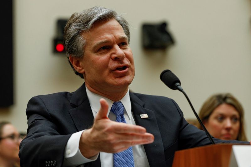 FILE PHOTO: U.S. Federal Bureau of Investigation Director Christopher Wray testifies before the House Judiciary Committee in Washington
