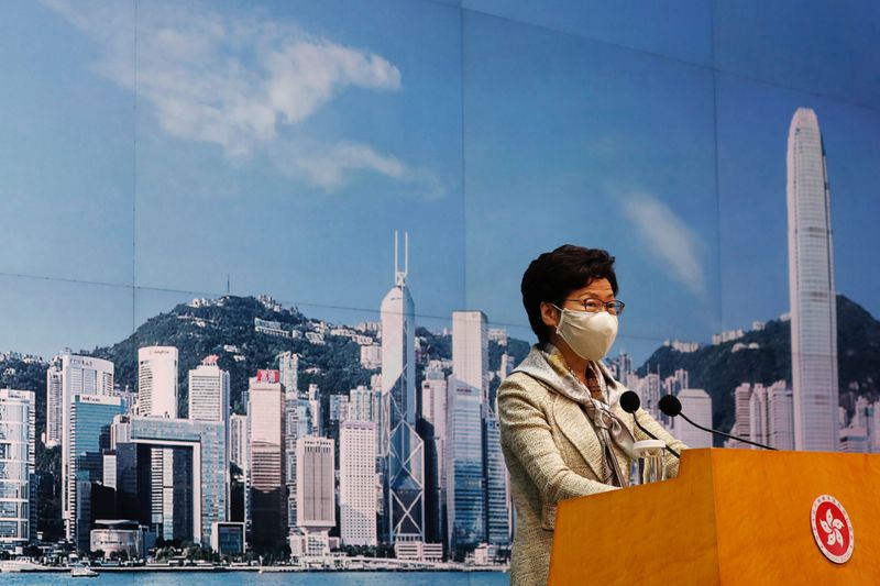 Hong Kong Chief Executive Carrie Lam attends a news conference ahead of national security legislation, in Hong Kong