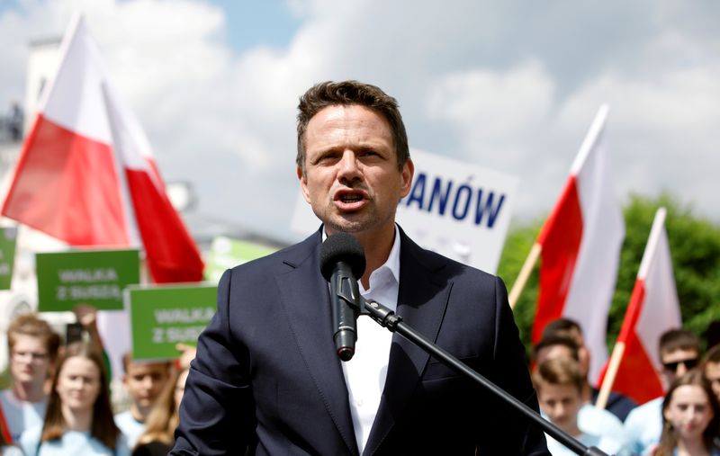 FILE PHOTO: Warsaw mayor Rafal Trzaskowski holds election event in Ciechanow