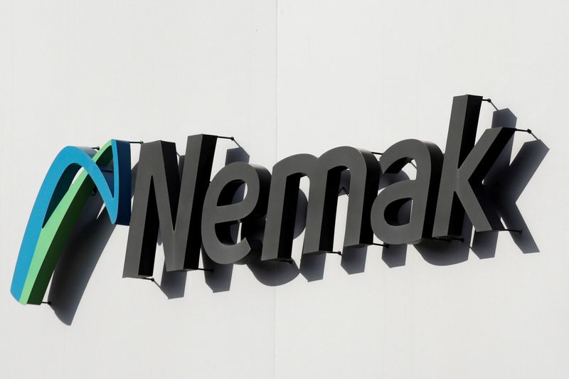 FILE PHOTO: The logo of Nemak, a Mexico-based holding company primarily engaged in the automotive industry, is seen at a plant in the municipality of Garcia