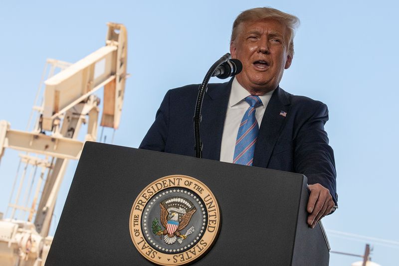 U.S. President Trump visits the Double Eagle Energy Oil Rig in Midland, Texas