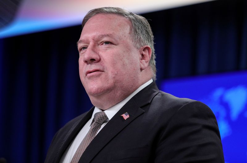 U.S. Secretary of State Pompeo holds press briefing at the State Department in Washington