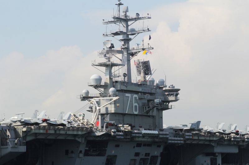 U.S. Navy aircraft carrier USS Ronald Reagan is seen during its visit to Hong Kong