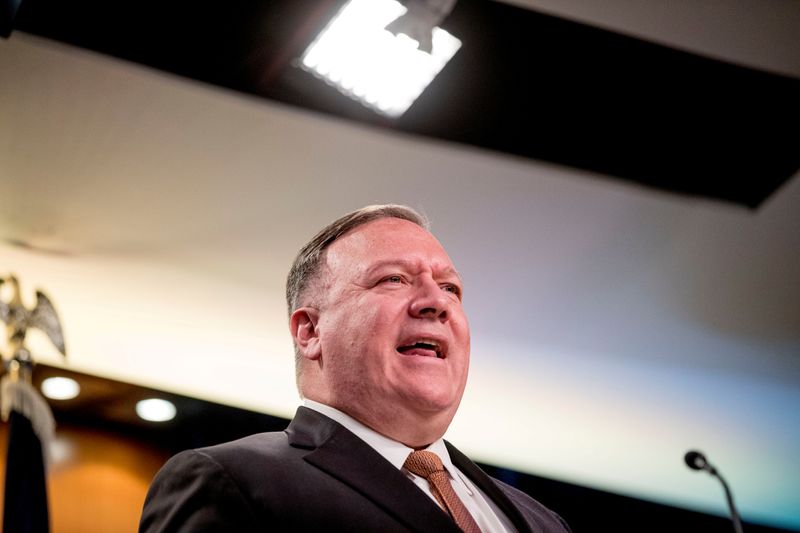 FILE PHOTO: U.S. Secretary of State Mike Pompeo holds a news conference at the State Department in Washington