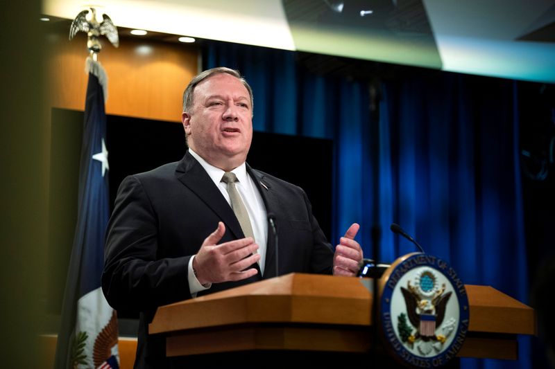 U.S. Secretary of State Mike Pompeo holds a news briefing at the State Department in Washington