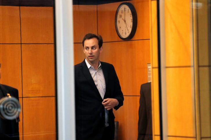 Former Uber engineer Anthony Levandowski leaves the federal court after his arraignment hearing in San Jose