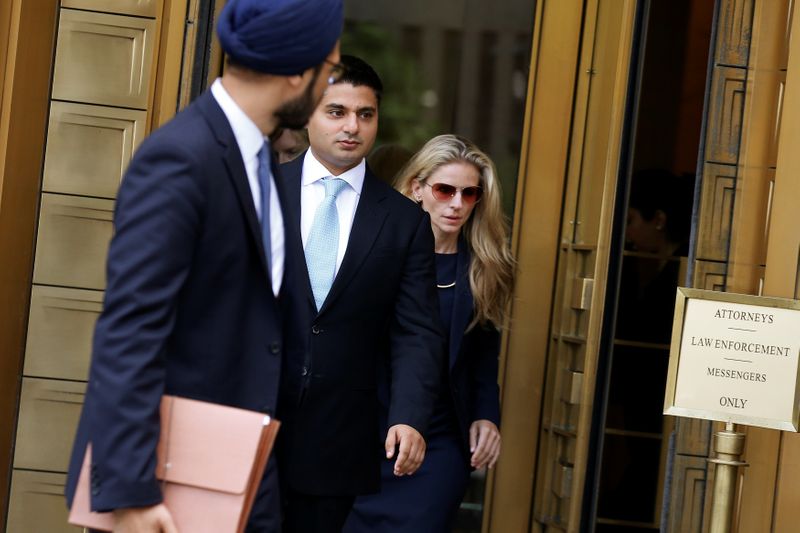 Rohan Ramchandani, former London-based trader for Citigroup Inc, exits the U.S. Federal Court in Manhattan following a hearing for conspiring to rig prices in the foreign exchange market in New York