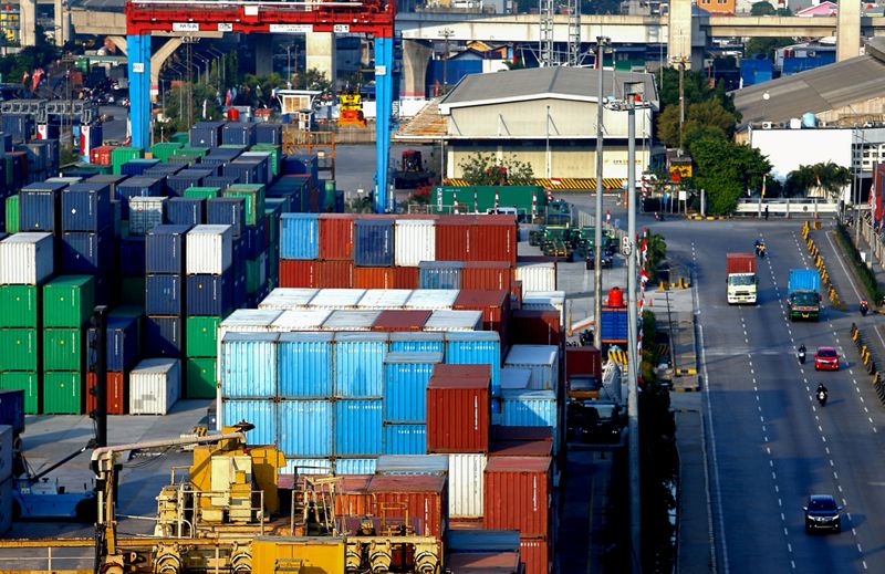 Stacks of containers are seen at Tanjung Priok port amid the coronavirus disease (COVID-19) outbreak