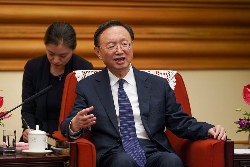 FILE PHOTO: China's top diplomat, Yang Jiechi, is pictured during a meeting in Beijing