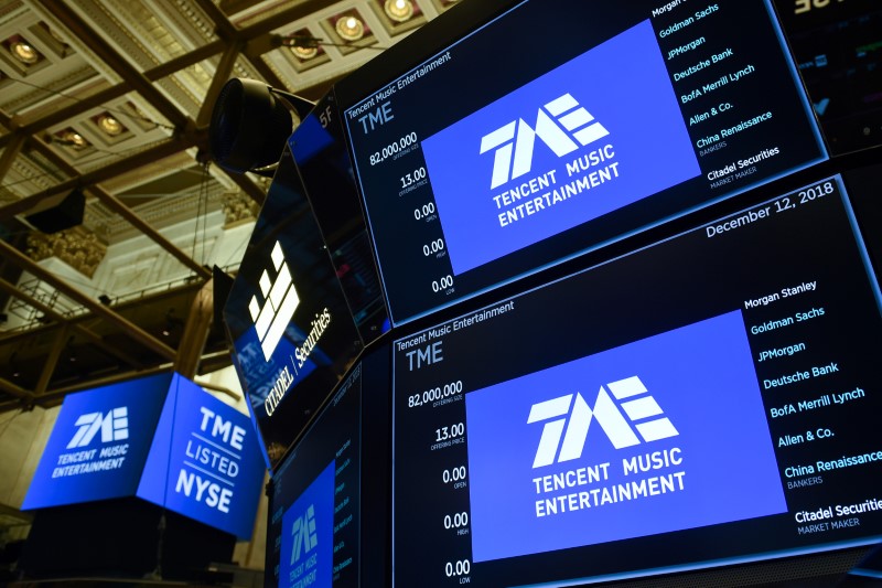 FILE PHOTO: Tencent Music Entertainment celebrates the company's IPO on the floor of the NYSE in New York