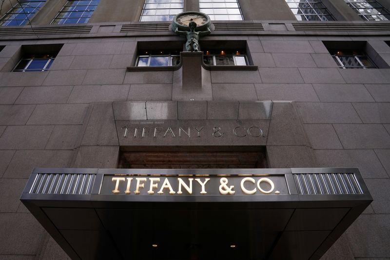 FILE PHOTO: A Tiffany & Co logo is seen outside the store on 5th Ave in New York