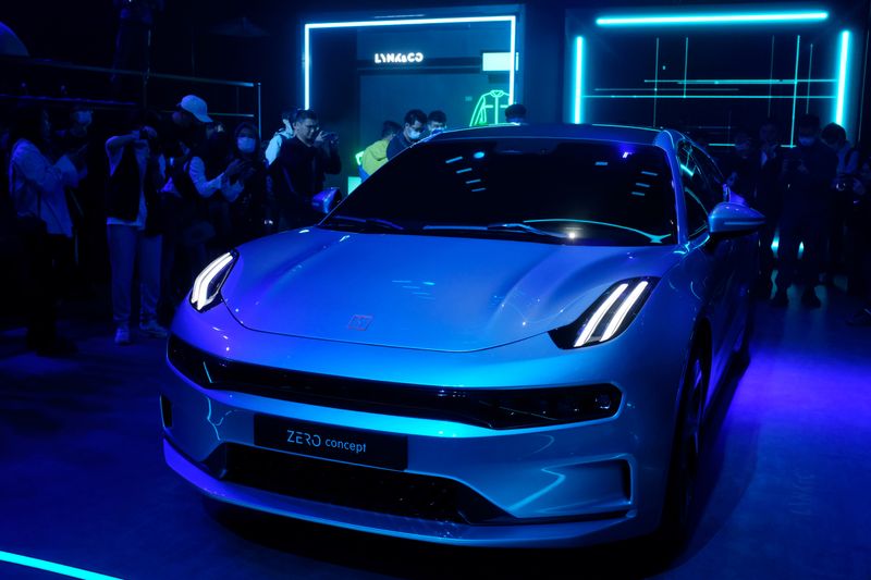 Lynk & Co Zero Concept is seen displayed at a promotional event in Beijing