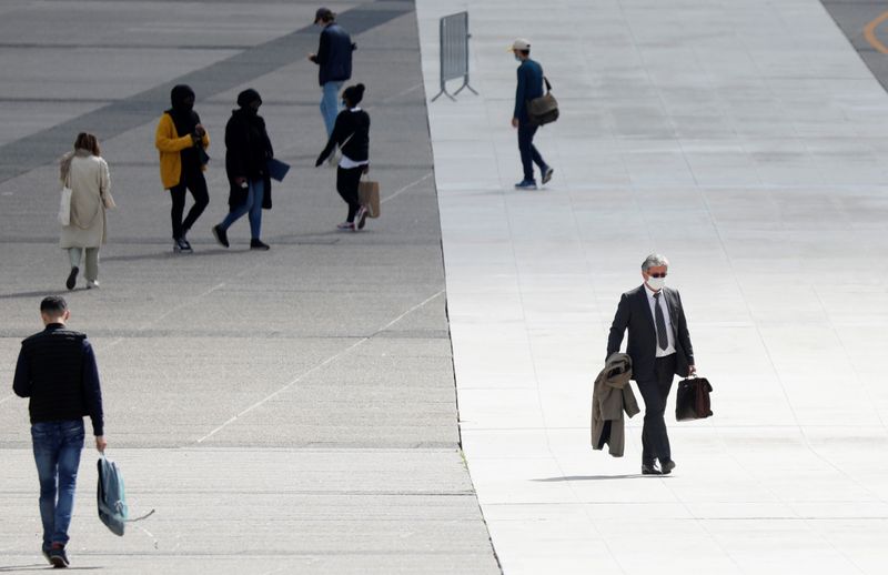 People at financial and business district of La Defense