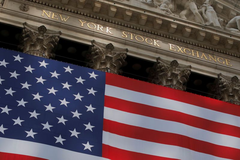 The U.S. flag is seen outside of the New York Stock Exchange (NYSE) in New York City