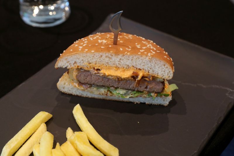 Plant-based burger is seen during the launch of Nestle R&D Accelerator in Konolfingen