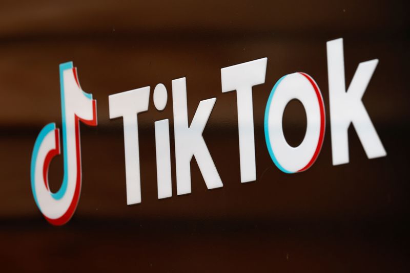 FILE PHOTO: The TikTok logo is pictured outside the company's U.S. head office in Culver City, California