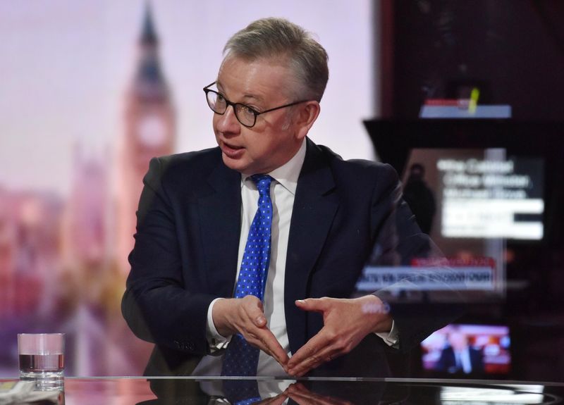FILE PHOTO: Britain's Chancellor of the Duchy of Lancaster Michael Gove appears on BBC TV's The Andrew Marr Show in London