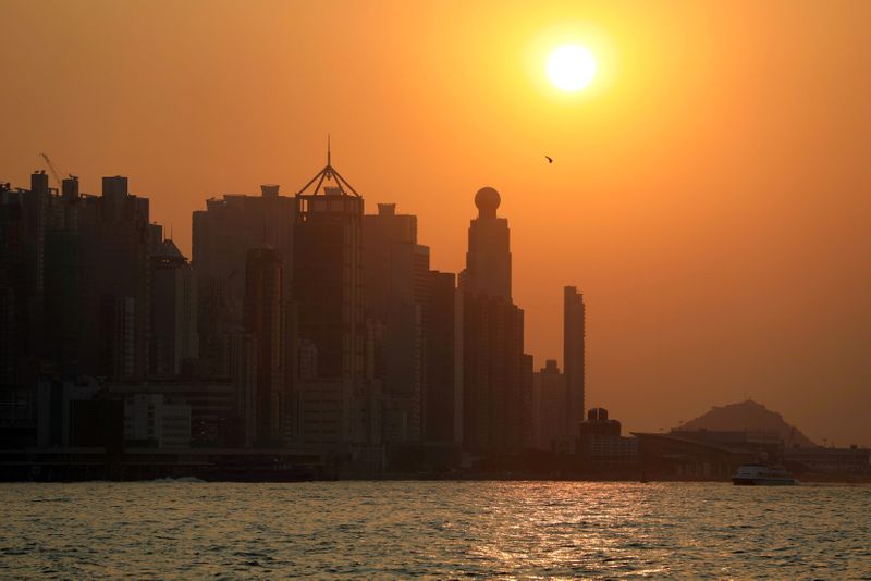 FILE PHOTO: Harbour skyline is seen during sunset in Hong Kong