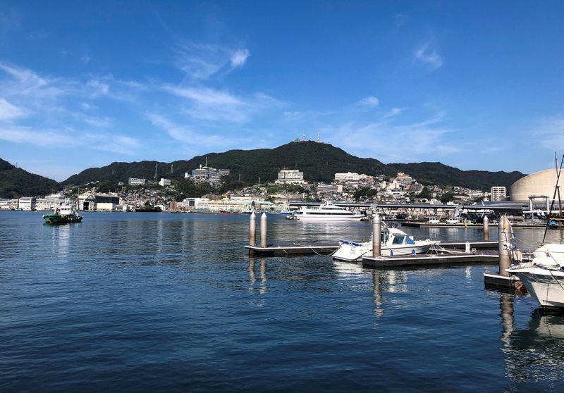 FILE PHOTO: A general view shows Nagasaki port amid the coronavirus disease (COVID-19) outbreak in Nagasaki