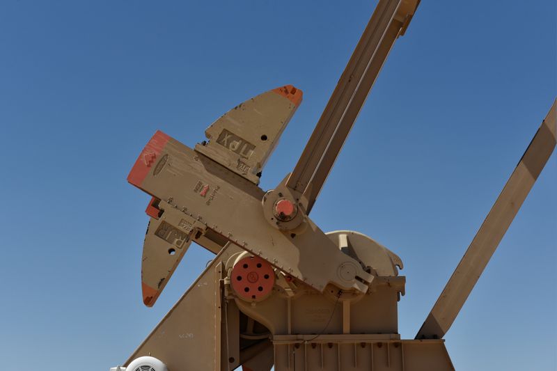 A pump jack on a lease owned by Parsley Energy operates in the Permian Basin near Midland