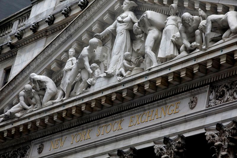 The facade of the New York Stock Exchange is pictured in New York